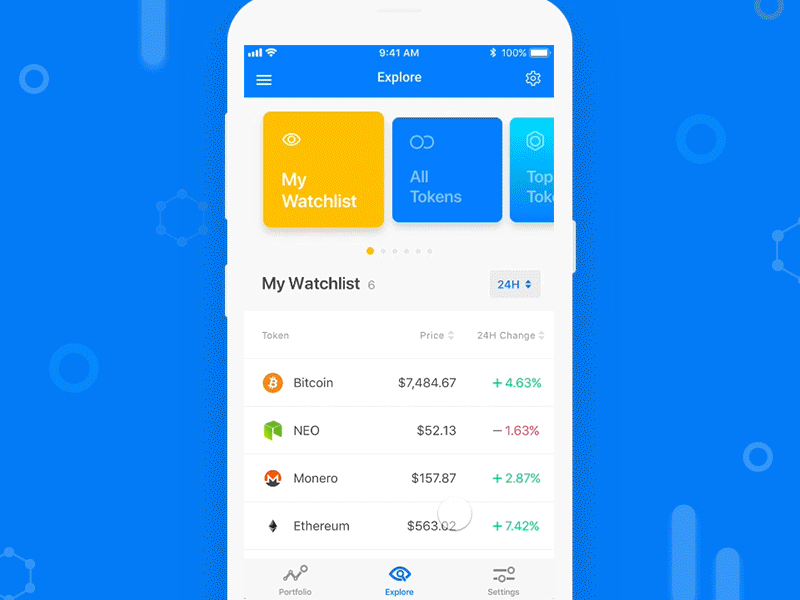 blox Explore android app bitcoin cards crypto cryptocurrency invision studio mobile navigation portfolio sketch ui