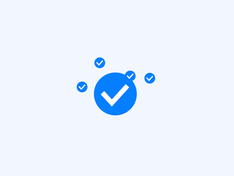 Checkmark-hooray! animation app blue branding clean design flat illustration minimal sketch ui ux