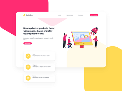 Elastic Bees - Home Page Web design colors design home page landing page startup ui uidesign ux web web design website
