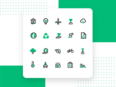 Creation of an ecology icons set ♻️ adobe illustrator ecology green icon icons illustrator pictogram pictograms uidesigner vector