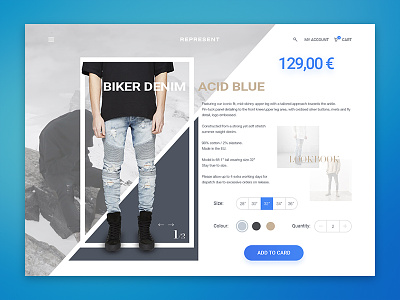 Represent Clothing Product Page blue danielfass fashion futuristic iamczarny interface lookbook page product ui ux