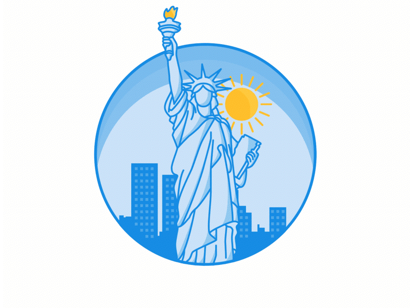 Statue Of Liberty animation buildings clouds illustration interaction liberty new york principle statue sun ui ux