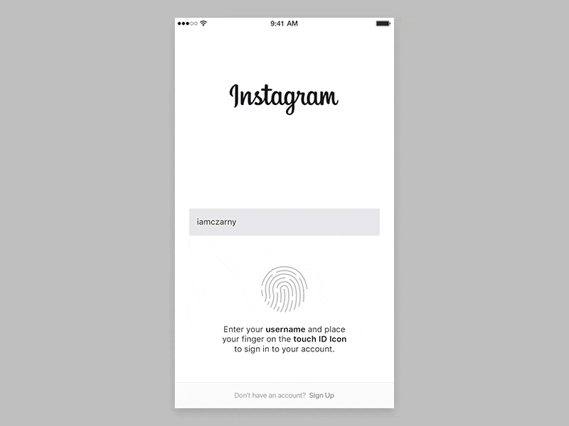 Login Touch ID animation app daniel fass iamczarny instagram login motion principle touchid ui ux web