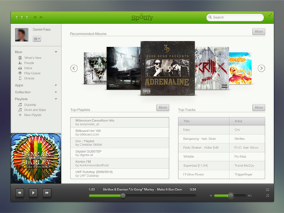 Dear Spotify app buttons clean concept design green icons interface mac redesign spotify ui ux