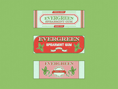 Evergreen Gum adobe illustrator candy chewing gum graphic design illustration packaging product retro retrosupply texture vintage