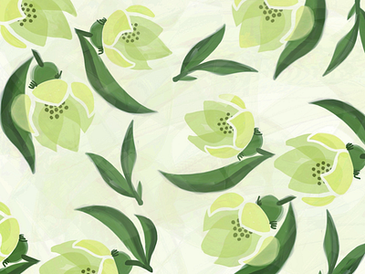 Lenten Rose floral leaves pattern rose