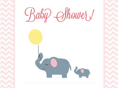 Baby Shower Invitation animal elephant illustration