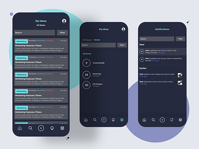 Note/Idea App - Concept branding concept design dark theme minimal ui ux