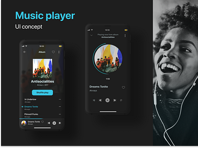 Music Player- UI Concept app diseño diseño de interfaz figma iphone music music player reproductor de musica screen ui uichallenge uidesign user interface user interface design ux