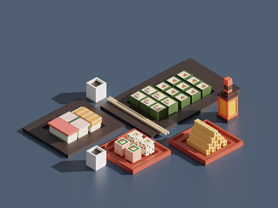 japanese food 3D blender design digital food japanese maki soy sushi training