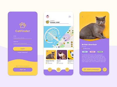 CatFinder Application app app design application cat design finder login map mobile mobile app mobile app design