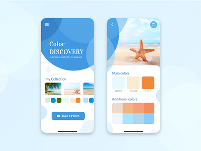 Color Discovery Application app application blue blue and white color colors design design app designer inspiration inspirational mobile mobile app mobile app design ui ui ux white