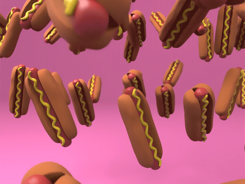 Falling Hot Dogs 3d 3d animation animation c4d cinema4d hot dogs hotdog mograph motiongraphics redshift