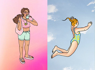 Summer Guide dreamy editorial feminine girls illustration illustrative branding illustrator soft spot