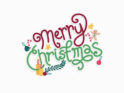 Merry Christmas Curlywords christmas illustration typogaphy