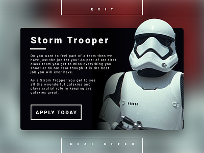 Daily UI #050 - Job Offers 050 dailyui job offer star wars storm trooper ui ui design