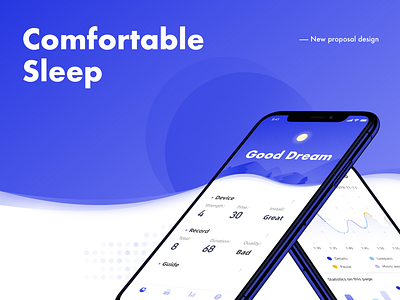 Sleep Detection App blue data design illustration instrument night purple quiet sketch vector