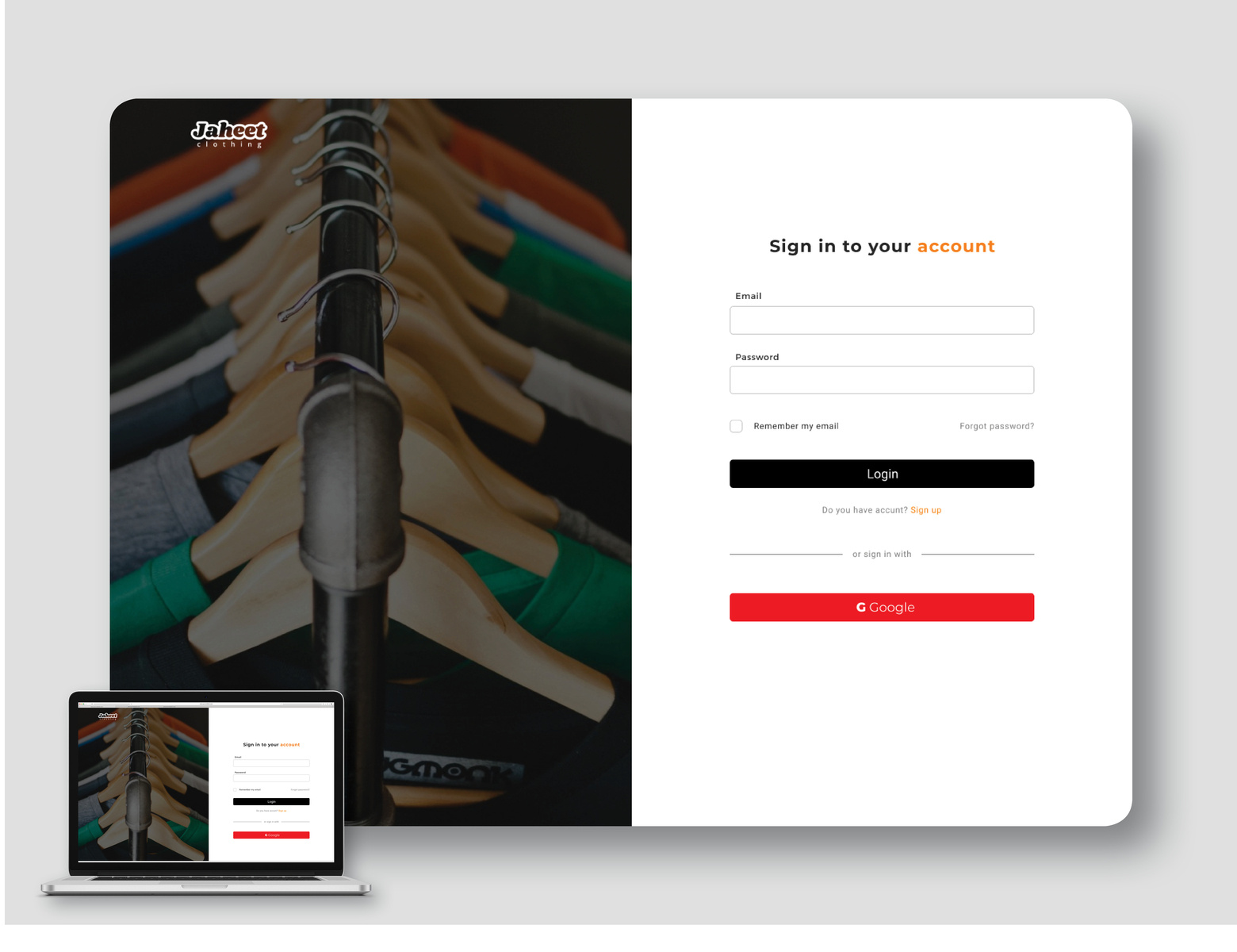 Garments Login page website by Teguh A.N on Dribbble