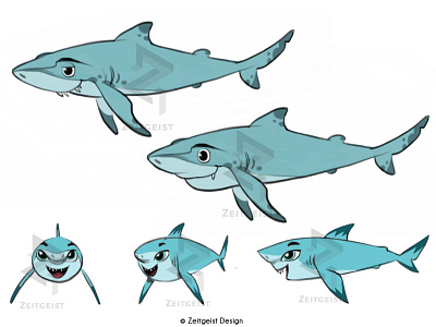 Shark Character Designs character design digital illustration illustration turnaround visual development