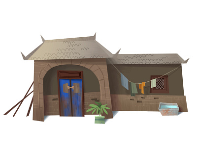 Chinese House animation design background painting digital art digital illustration digital painting illustration photoshop prop design visual development