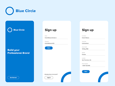 Blue Circle Sign up/Log in