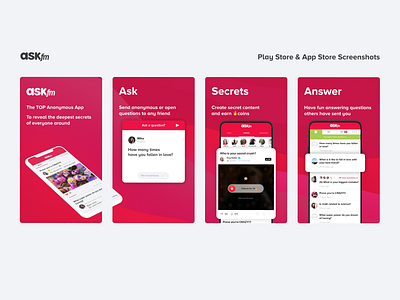 Askfm Play store & App store screenshots app app design app store design illustration play store screenshot