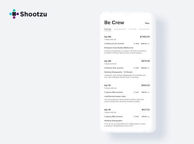 Shootzu Work Demo / photography app design app app design design minimal ui ux