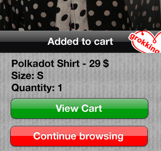 Adding to cart confirmation cart iphone shopping