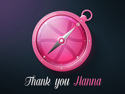 Thank you Hanna! compass debut dribbble first shot flat gift icon illustration invitation pink thank you