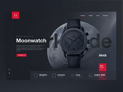 Dark Side Of The Moon clean dark red ui ui ux design user interface ux design watch website