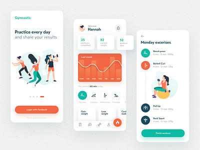 Gymnastic 2019 app clean creative design flat illustration ios minimal ui ux vector