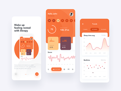 Sleepy - sleep tracking 2019 app clean creative design ios ui ux