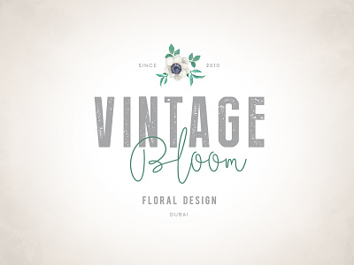 Vintage Bloom Dubai Logo anemone boho branding design dubai floral florist font logo vintage watecolor