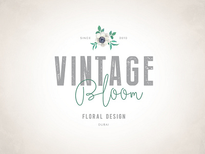 Vintage Bloom Dubai Logo anemone boho branding design dubai floral florist font logo vintage watecolor