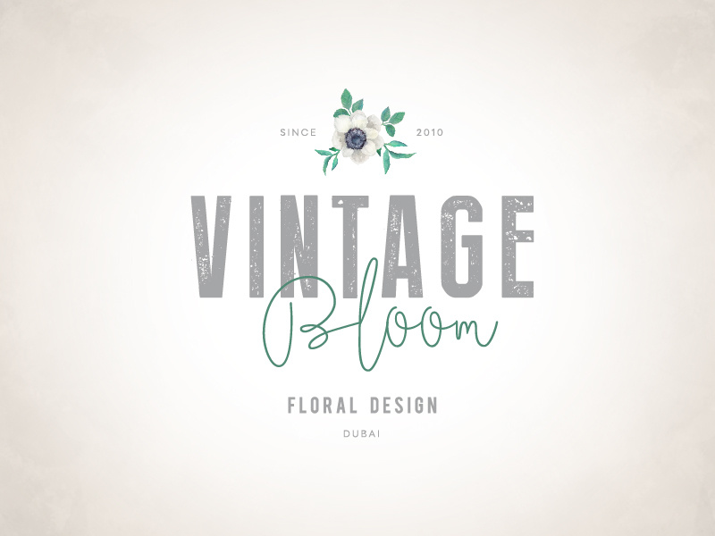 Vintage Bloom Dubai Logo font boho vintage dubai design floral anemone watecolor branding logo florist
