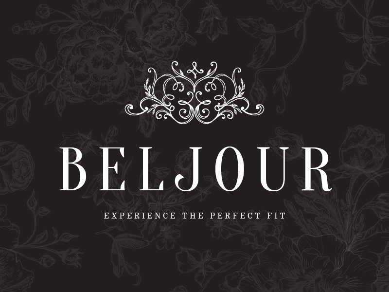 Beljour Logo hand drawn boutique wedding dubai bridal embroidery crest swirls handdrawn branding logo