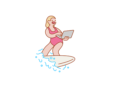 Zoom Meeting bathing bathing suit cartoon character colorful funny girl happy illustration illustrations illustrator meeting pastel pink summer surf surfer surfing water wave
