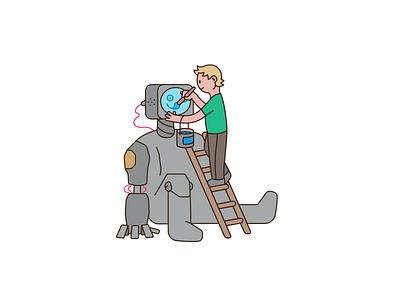 Robot 🤖 ai cartoon character cyber digital drawing dribbble future futuristic graphic design illustration illustrations illustrator line art mascot robot tech vector visual design 🤖