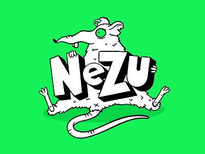 Nezu logo and character 90s character design green grunge illustration ipad logodesign logotype neon procreate rat youtuber