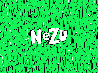 YouTube background for Nezu 90s chunky dripping green grunge illustration ipad logo neon green procreate typography