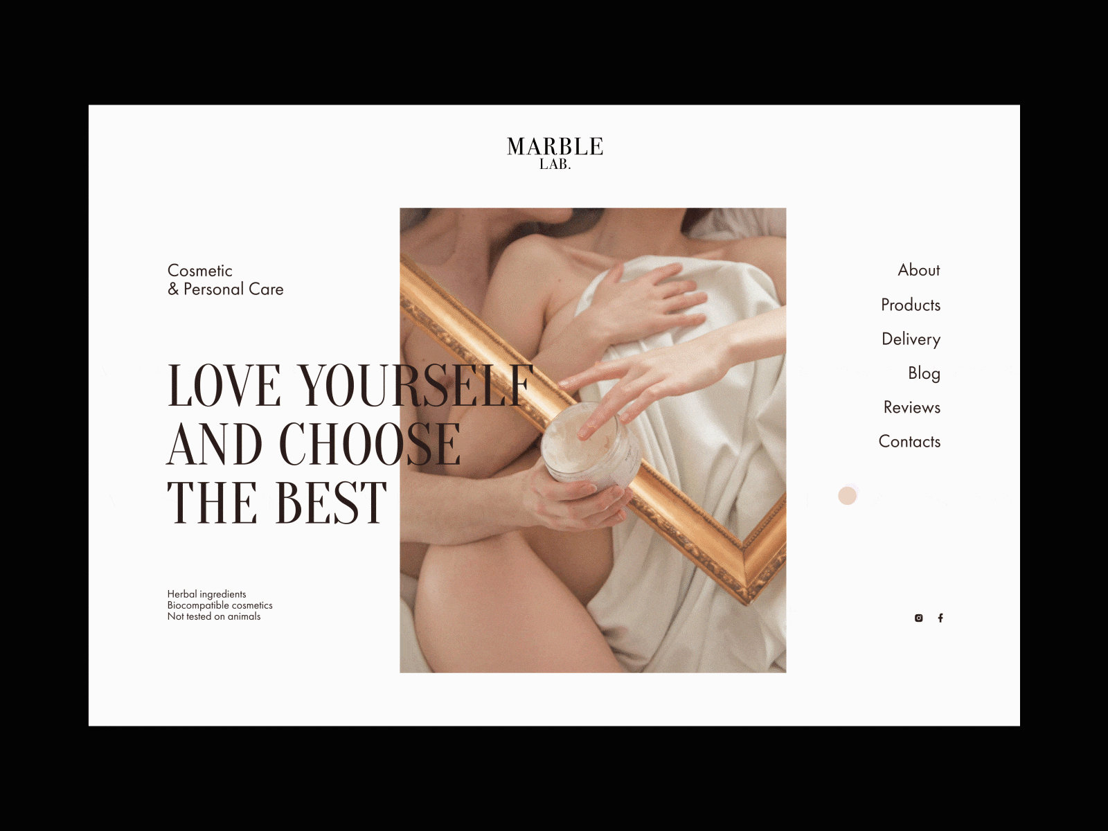 Website redesign for organic cosmetics brand «Marble Lab» after effect beauty design figma interface minimal minimalism modern motion natural organic skincare typography ui user experience user interface ux web website