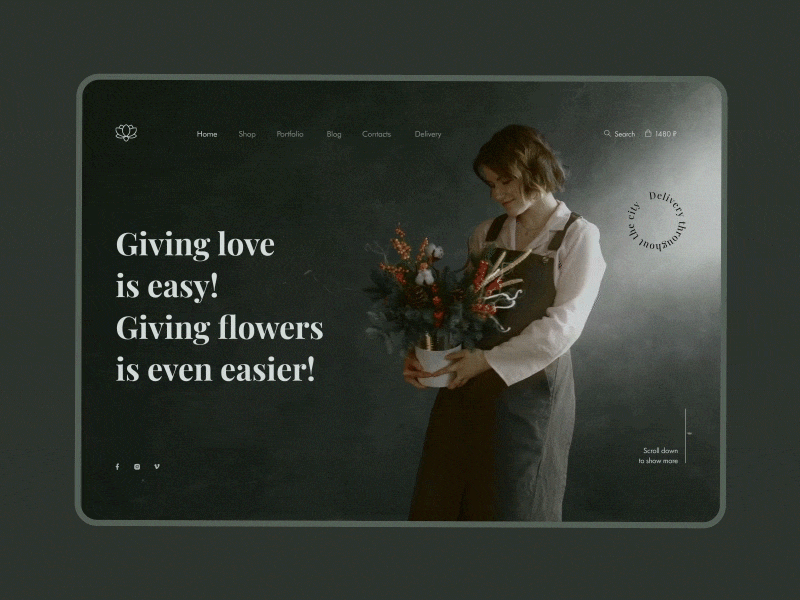 Website for a small flower shop animation clean design figma flowers interface minimal modern natural page shop tagline typogaphy ui user experience user interface ux video web website