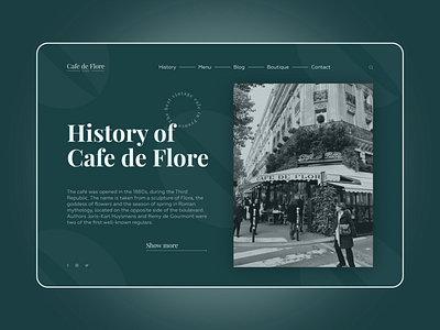 Cafe de Flore // Website cafe cafe de flore design elegant figma green interface minimal minimalism modern paris popular redesign typography ui user experience user interface ux web website