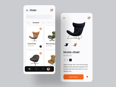 Otobi Furniture App app design best dribbble shot branding cart chair design ecommerce app furniture app furniture design minimal minimal design