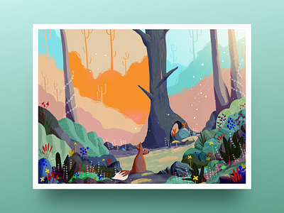 Foxy - Procreate on iPad apple color colorful forest fox illustraion ipad procreate