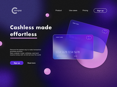 Cashless payment clean dark theme design fintech glassmorphic glassmorphism gradients grains hero banner landing page ui landingpage noise ui uidesign vector webdesign