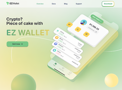 EZ Wallet Landing Page 3d illustration branding design finance illustration interface smart wallet