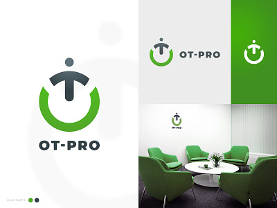 OT-PRO logo activity branding design green jump letter logo logo logodesign logotype sports logo