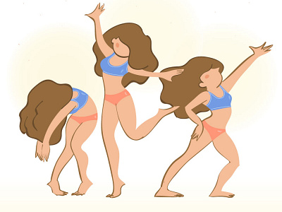 Beauty Dance body positive body positivity dance digital editorial funny girl power illustration self love vector woman character woman power