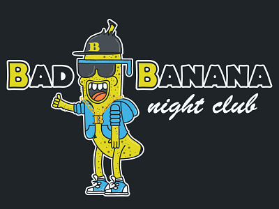 bad banana night club branding design eighties logo mascot nineties retro style